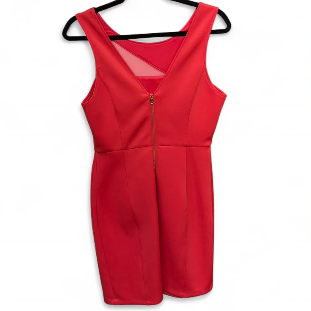 GUESS Red Mesh-Panel Bodycon Mini Dress - Picture 4 of 8
